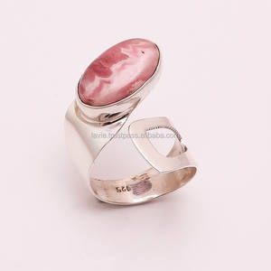 Wholesale Manufacturer Handmade 925 Sterling Silver Fine Jewelry Natural Rhodochrosite <b>Rings</b> for Engagement Gift Party <b>Indian</b> - Product Image 1