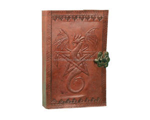 Diario personal con estilo hecho a mano, pentagrama celta, dragón en relieve, diario mágico Lunar, cuaderno de tapa dura de cuero genuino - Product Image 1