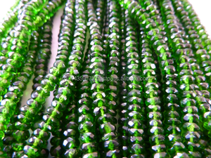 Diópsido de cromo verde facetado Rondelle forma cuentas de piedras preciosas naturales hebras de piedra cuentas sueltas - Product Image 2