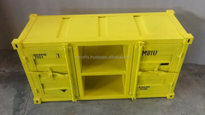 โลหะเหล็กขนส่งคอนเทนเนอร์สไตล์สีเหลืองสีสํานักงานอพาร์ทเมนท์วิลล่าบ้านห้องนั่งเล่นขาตั้งทีวีตู้ - Product Image 3