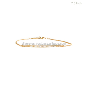 สร้อยข้อมือทองคำ14K พร้อมดีไซน์แท่งเพชรทั้งสามสี-สีขาวเหลืองกุหลาบ - Product Image 2