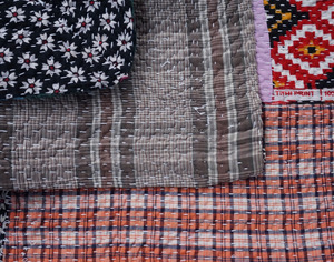 Couverture Kantha indienne en coton ethnique Quilt Sari Patchwork Kantha - Product Image 4