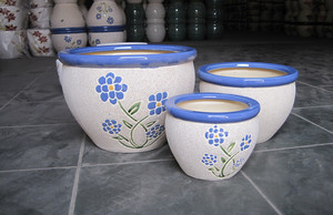 Maceta de Cerámica Vintage con Diseño de Tulipán, Acabado Esmaltado, Estilo Rústico, para Interiores y Exteriores, Forma Circular, Duradera, Decorativa, con Drenaje - Product Image 4