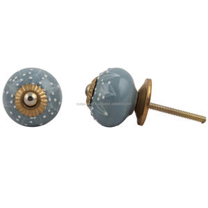 Wholesale Ceramic Kids Knobs Grey Decorative Cupboard <b>Wardrobe</b> Pulls Leaf Embossed Dresser Drawer Pull Handles 3.81 cm CK-1163 - Product Image 3