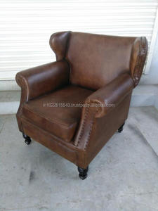 Fauteuil convertible industriel en cuir, canapé à dossier, Vintage - Product Image 2