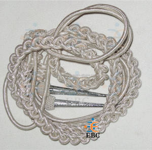 Aiguillette de cordón cruzado de plata y azul con placas de hombro Par de alambre Dorado de la mejor calidad Aiguillettes de plata y azul de Omán - Product Image 2