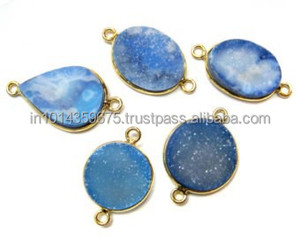 ราคาขายส่งโอปอล Druzy เชื่อมต่อหินอัญมณีชุบทองสำหรับจี้เงินเสน่ห์เครื่องประดับ - Product Image 3