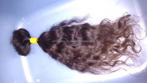 Las mejores ofertas Cabello humano indio rizado natural a granel. Los mejores tamaños y extremo grueso de un templo donante Textura natural Cabello crudo - Product Image 5