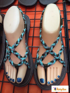 Sandalias/Zapatos de Cuerda Hechos a Mano con Trenzado Blanco y Marrón Dobbytex DBTS13, Estilo Tribal / Hmong / Verano / Africano - Product Image 1