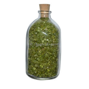 Bouteille de jetons de péridot: Suppler de bouteille de pierres précieuses: bouteille de puces guérison artisanat de pierre semi-précieuse - Product Image 1