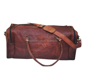 LOWELL CRAFT Vintage Leather Travel Duffel <b>Bag</b> with Adjustable Strap and Zipper Closure Candy Pattern Unisex 36-55L Capacity - Product Image 2