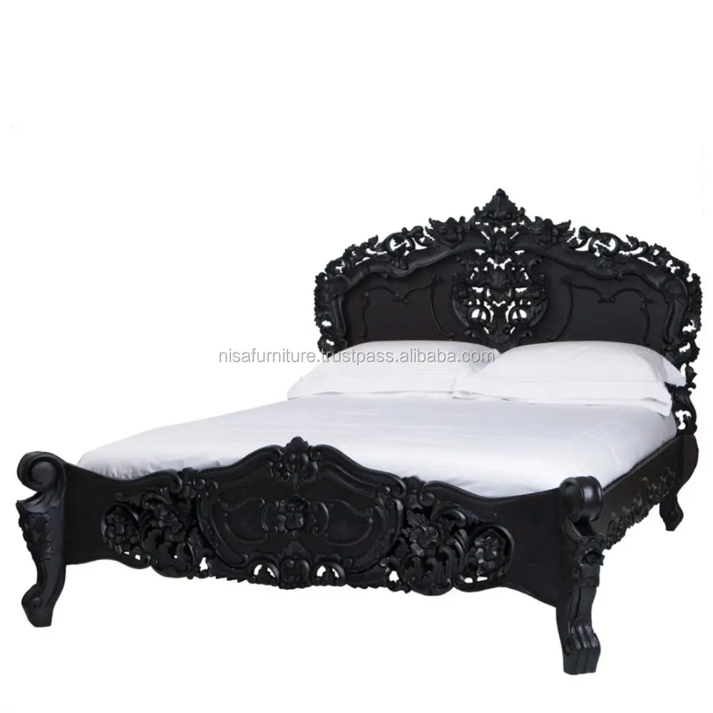 Rococo, французские черные кровати, мебель для спальни