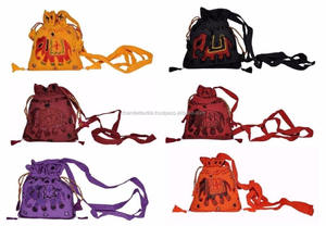 Sacs à bandoulière ethniques indiens, pochettes brodées d'éléphants, pochettes à bijoux de mariage, pochettes cadeaux de festival, doublure en tissu de coton - Product Image 3