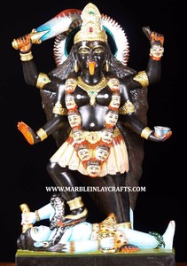 Estatua de la Diosa Kali Mata, hermosa y natural, de mármol negro italiano, para fines de culto, decoración del hogar y la oficina. - Product Image 2