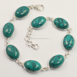 <b>Bracelet</b> Turquoise (S) Pure 925 <b>Solid</b> Sterling <b>Silver</b> Fashionable Wholesaler Supplier Exporter Jewellery For Women And Girls - Product Image 1