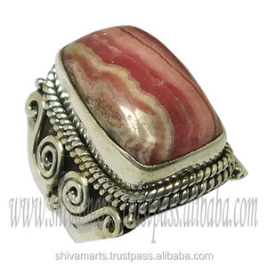 แหวนพลอยโรโดโครไซต์เงินสเตอร์ลิง925แท้ทำด้วยมือเครื่องประดับเงินแฟนซีแหวนเวอร์เมอิลของขวัญสำหรับงานหมั้น - Product Image 2