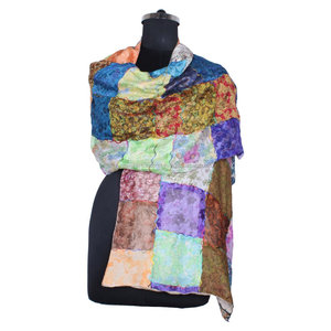 Vintage <b>Silk</b> Saree Patch Work <b>Scarves</b> Stole for Girls SC0602 Patch Work <b>Scarves</b> Stole Hijab Sari Patches <b>Scarf</b> Colorful - Product Image 1