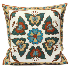 Indian Luxury Tapestry Embroidered Square Throw Pillow Case Vintage Style Hippie Bohemian Cushion <b>Cover</b> <b>for</b> Hotel Use 16 Inches - Product Image 2