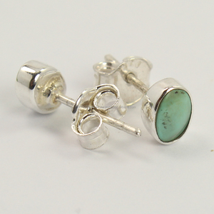 Aretes de Plata de Ley 925 con Turquesa Natural, Estilo Cabujón, Encantadores, Modernos, Clásicos, Deportivos y Lindos - Product Image 2