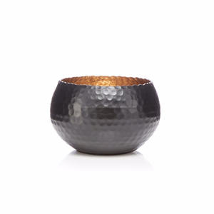 Elegant Design Metal Candle Jar Decorated Iron <b>Hammered</b> Black Round Candle Votive for Home & Christmas Decoration - Product Image 1