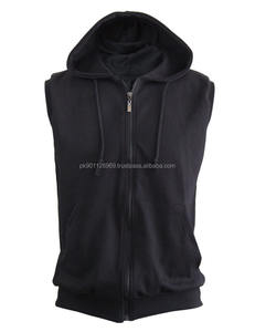 OEM 100% Cotton Fleece <b>Gym</b> <b>Hoodie</b> Sleeveless with Hooded Collar Plain Dyed Winter Jacket - Product Image 2