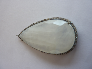 ชุดแผ่นหินมูนสโตนสีรุ้งทรงลูกแพร์โรเดียมและชุบทองตัวเชื่อมต่อแบบหนึ่งวงพร้อมการตั้งค่าฝาสำหรับปาร์ตี้ - Product Image 3