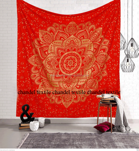Gran oro Ombre Hippie indio bohemio Mandala colgante de pared tapiz arte impreso patrón - Product Image 1