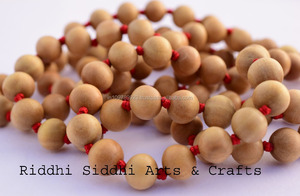 Traditional Riddhi Siddhi Wooden Prayer Beads with Red Tassel Natural Dark Golden Brown Rajasthan for Necklace Making Bulk Pack - Product Image 5