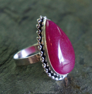 Bague en rubis pour femme, style vintage, pierre précieuse taille poire, argent sterling 925, cadeau de fiançailles, de mariage ou d'anniversaire - Product Image 2
