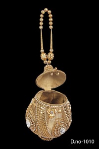 Bolso de mano hecho a mano para mujer, 1009, exclusivo diseñador en línea, monederos de noche de piedra con cuentas de Metal para bodas indias - Product Image 5