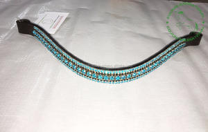 Banda Frontal de Cuero Premium de 5 Hileras con Cristales, Duradera y Decorativa para Brida de Caballo, Ideal para Entrenamiento y Competiciones - Product Image 2