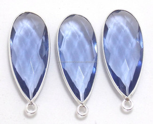 Lolita cuarzo 925 plata esterlina facetado piedra preciosa natural bisel hecho a mano chapado en oro piedra natal Boho conector 1mm - Product Image 1