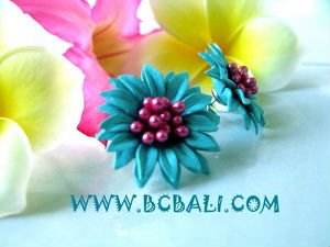 Pendientes colgantes de cuero de vaca de isla tropical de flores accesorios florales de moda para orejas - Product Image 1