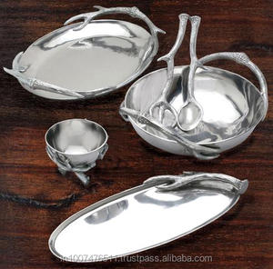 Plaque à vaisselle en aluminium écologique avec poignée en bois de cerf Type de produit - Product Image 1