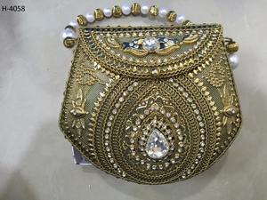 Handmade H4055 Metal Clutch for Ladies Gold <b>Silver</b> Evening Handbags Beaded <b>Tote</b> <b>Bags</b> Patterned Purse Online Shopping in India - Product Image 4