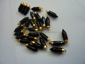 Colgantes y dijes finos de plata esterlina, colgante de ónix negro, punta de lápiz, cuerno, punta, forma de cabeza de bala, chapado en oro para fiestas - Product Image 5