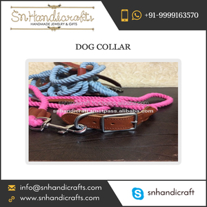 Ombre Nautical Dog Collar in Pink and Blue Colour with Leather Belt for SALE..!!! - Product Image 1
