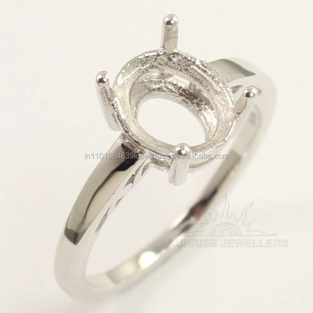 Anillo de montaje semi de forma ovalada de 8x10, anillo único sin anillo de piedra, listo para configurar con tu propia piedra, Plata de Ley 925 a la moda