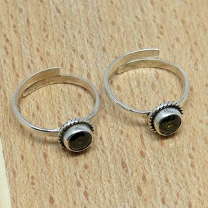 Shri Ashapura Jewels Designer Brown CZ Gemstone 925 Sterling Silver <b>Toe</b> <b>Rings</b> Handicraft BOHEMIA Style Bezel Setting Third Party - Product Image 2