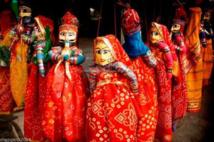 Rajasthani-marionetas de madera de colores, también conocida como katputli, también como Rajasthani, títeres hechos a mano para el hogar - Product Image 2