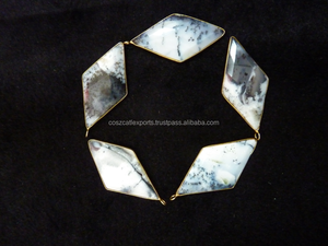 Dendrite Opale Argent Charms Plaqué Or Lunette Réglage Bijoux Bohème pour Femmes et Hommes Connecteur Personnalisé de Pierres Précieuses Expédition Rapide - Product Image 5