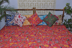 ผ้าคลุมเตียงพิมพ์ลาย Kantha ใหม่ของนกในอินเดียทำด้วยมือ - Product Image 3