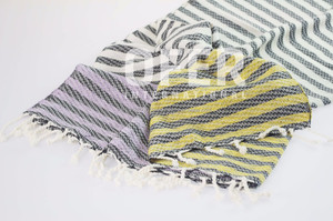 Serviette de hammam, Peshtemal de Cappadoce, Fouta turque, Pestemal, Serviettes de hammam en gros, couverture en coton de bambou - Lilas et or - Product Image 3