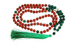 Collier Mala à Long gland en soie d'onyx vert de méditation de la meilleure qualité du japon, 108 perles de Mala de Rudraksha - Product Image 4