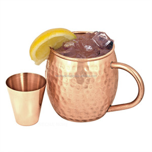 Tazas de cobre de mula de Moscú con acabado martillado con vaso de chupito de acabado liso para beber uso en restaurante de Hotel en casa - Product Image 1