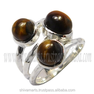 แหวนพลอยตาเสือเงินสเตอร์ลิง925ขายดีที่สุดขายส่งแหวนเงินแท้วงแหวนเวอร์เมียล - Product Image 2