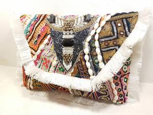 Ethnic Style Bohemian Women's Genuine Leather Hand Beaded Envelope Clutch Purse Bags Assorted Colors Canvas Lining <b>Handbags</b> - Product Image 2