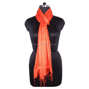 Écharpe maigre en filet de rayonne tricotée à la main écharpe en filet de rayonne pour les filles SC0209 écharpe maigre en filet de rayonne tricotée à la main - Product Image 2