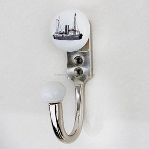 Handmade Premium Quality Decorative White Ceramic Ship Pattern <b>Wall</b> <b>Mounted</b> Hooks Coat Keys <b>Hangers</b> Holders Wholesale VH-03 - Product Image 4