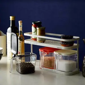 Easy-grip handle stylish plastic containers for spice rack